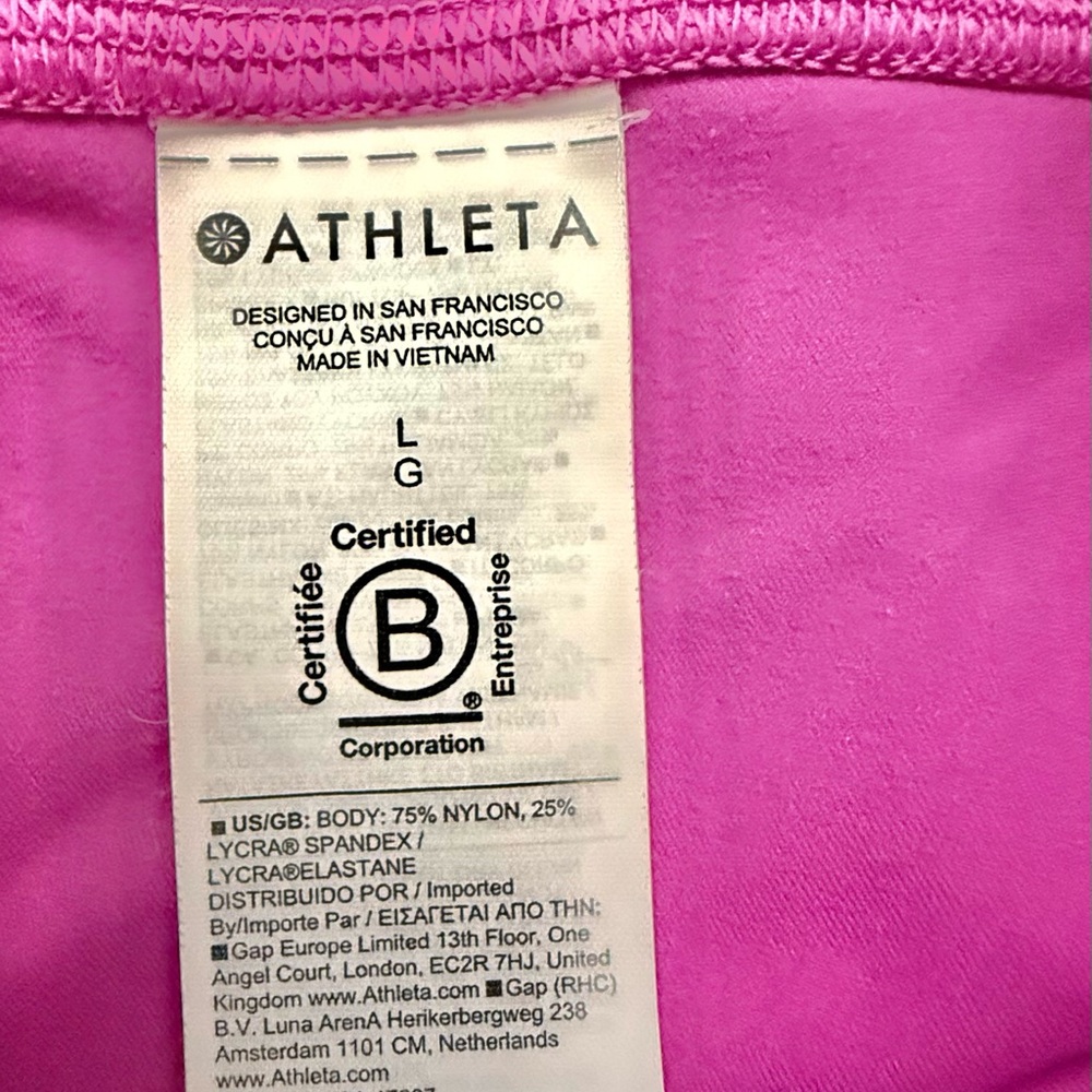 Athleta Salutation Stash Leggings Large Fuchsia Pink Pockets Yoga Athleisure - Picture 3 of 8